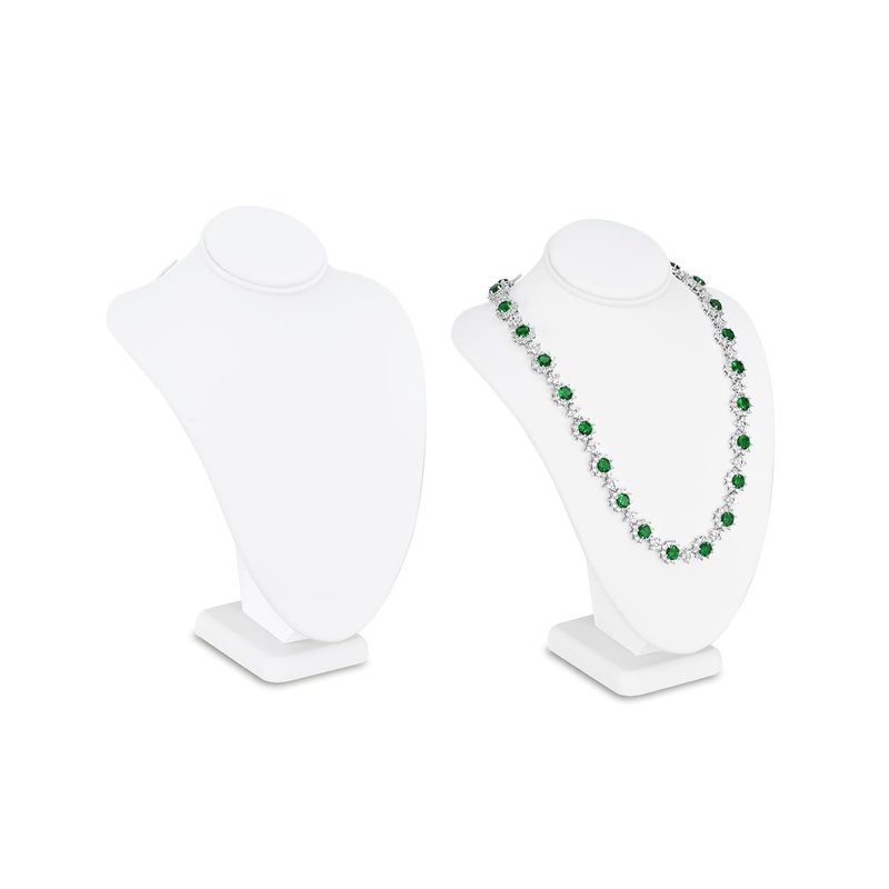 MOOCA 2 Pcs Small Necklace Chain Jewelry Bust Display Holder Stand, Necklaces Display Mannequin, Jewelry Bust Stand 7 1/4 in H, White Leatherette - Image 1